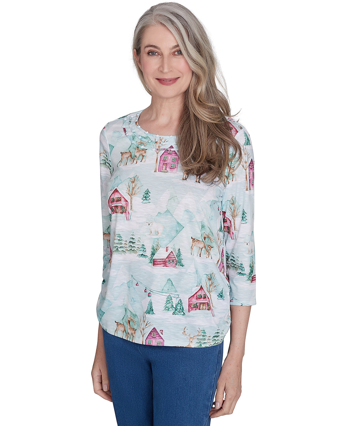 Alfred Dunner Petite Classic Vibrant Christmas Knit Top