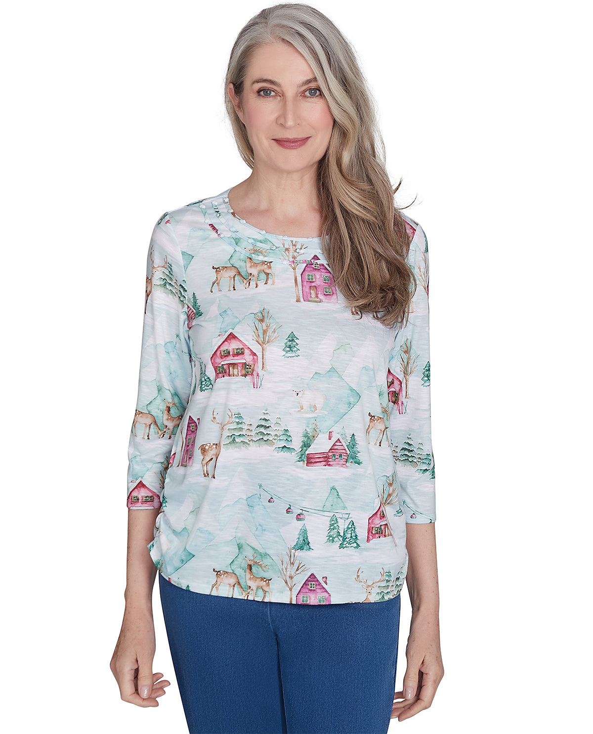 Alfred Dunner Petite Classic Vibrant Christmas Knit Top