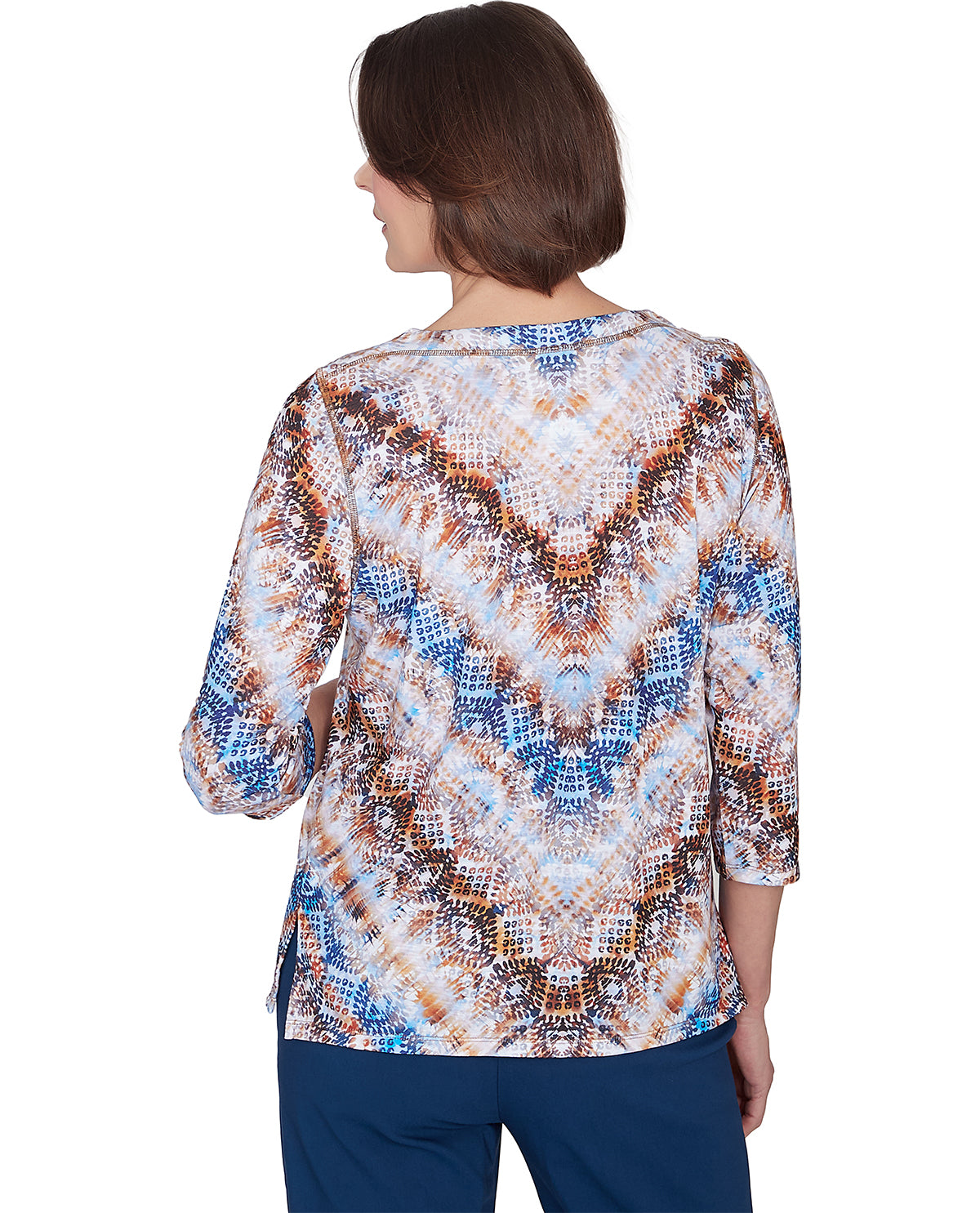 Alfred Dunner Petite Classics Abstract Blue Knit Top