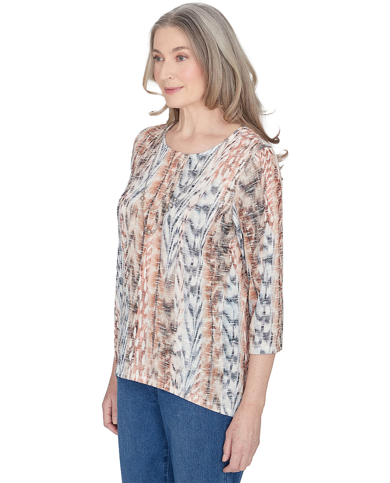 Alfred Dunner Petite Classic Neutral Abstract Knit Top