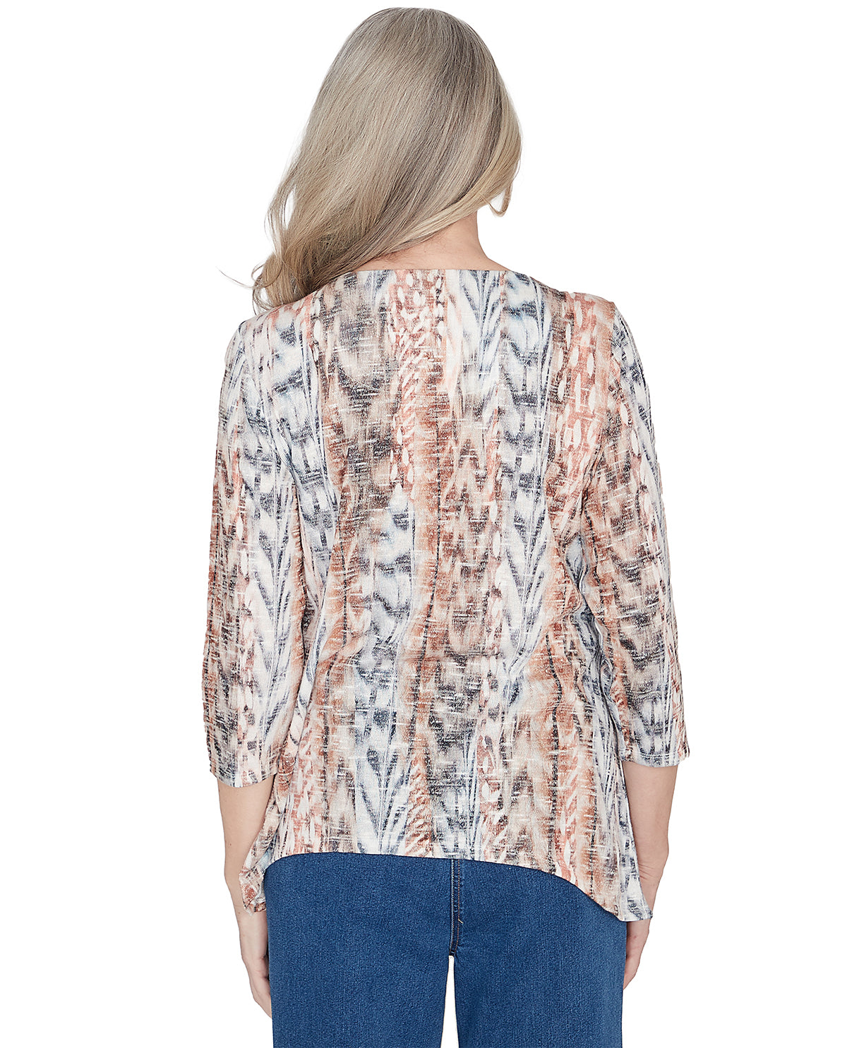 Alfred Dunner Petite Classic Neutral Abstract Knit Top