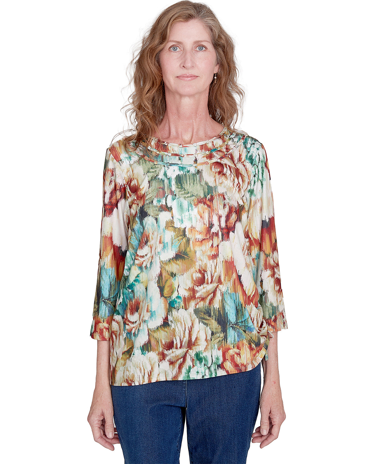 Alfred Dunner Petite Classics Abstract Floral Knit Top