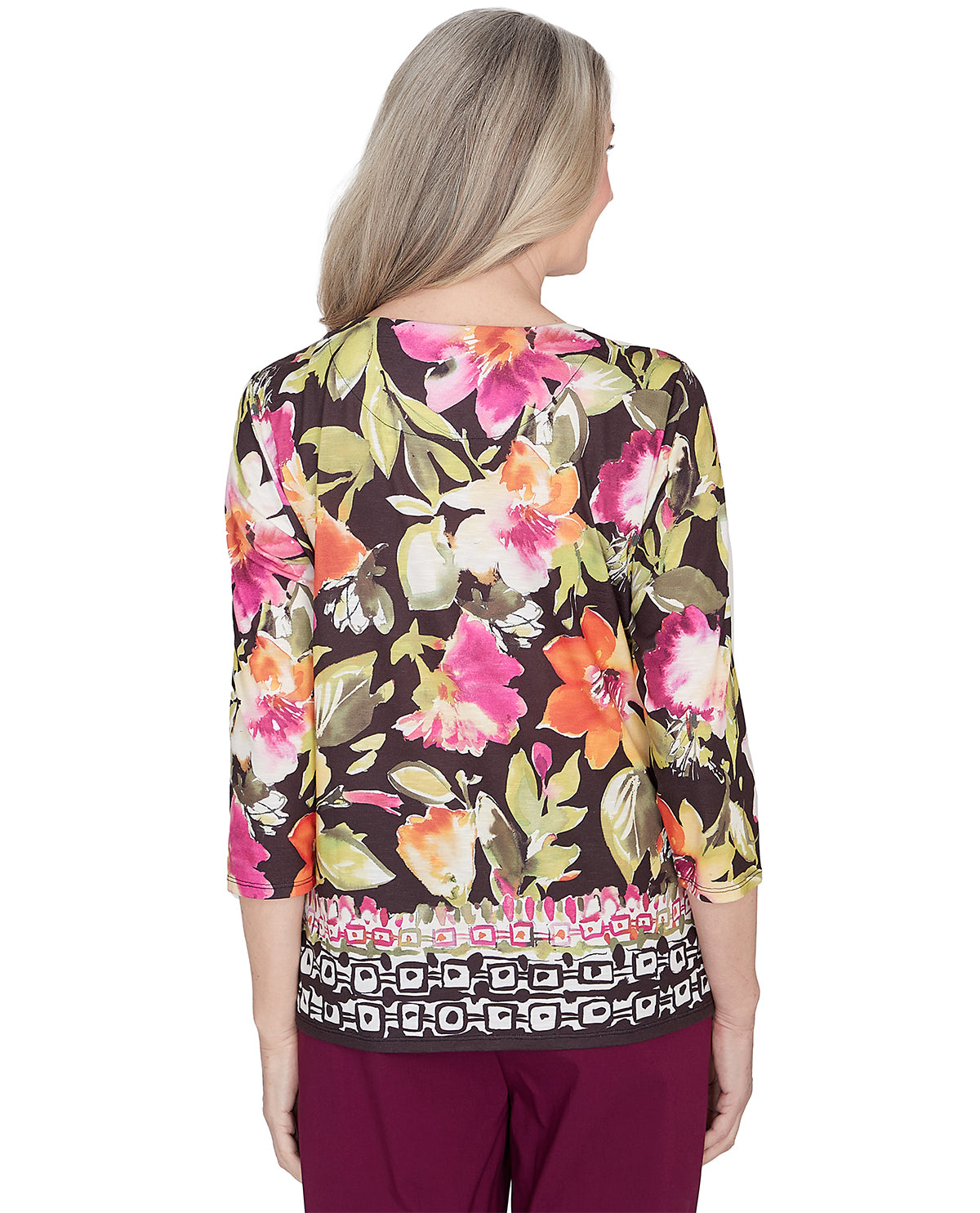 Alfred Dunner Petite Classic Tropical Floral Knit Top