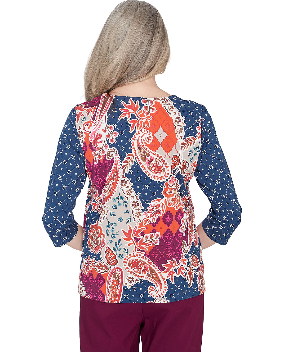 Alfred Dunner Petite Classics Paisley Abstract Knit Top