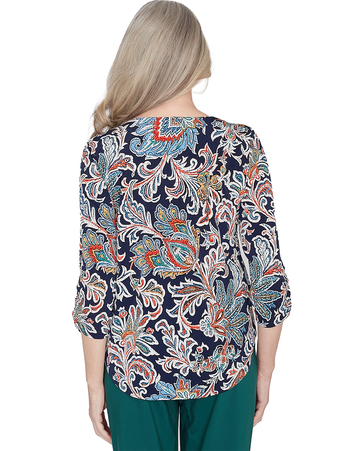 Alfred Dunner Petite Classics Royal Floral Knit Top