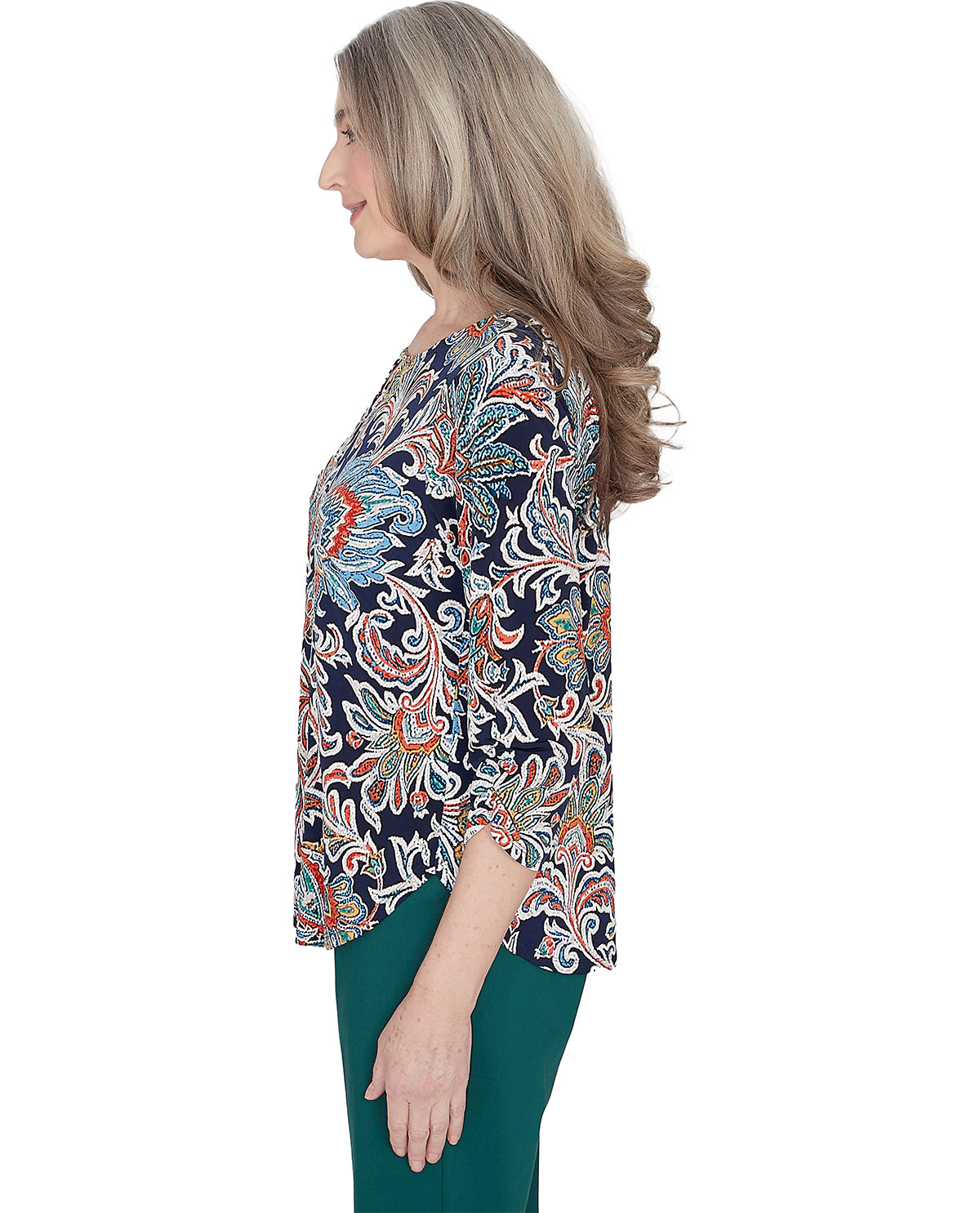 Alfred Dunner Petite Classics Royal Floral Knit Top