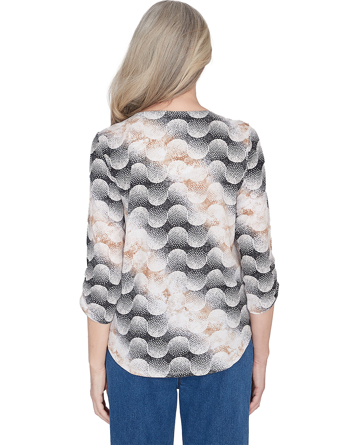 Alfred Dunner Petite Classics Wave Abstract Knit Top