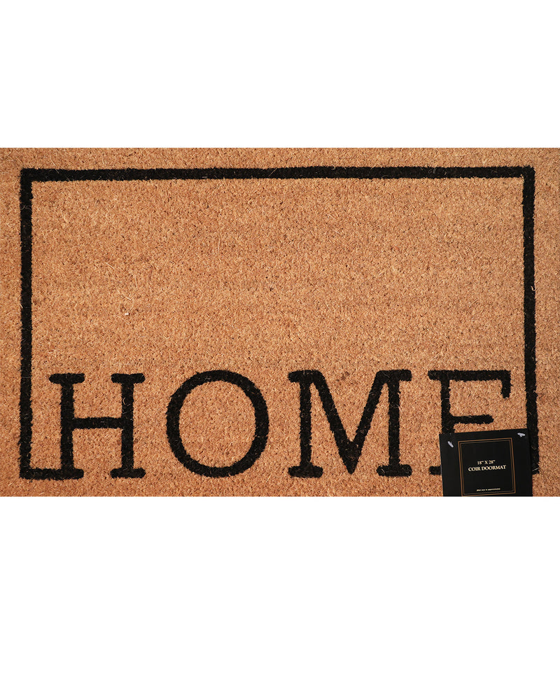 Doormat with 'HOME' text on a white background