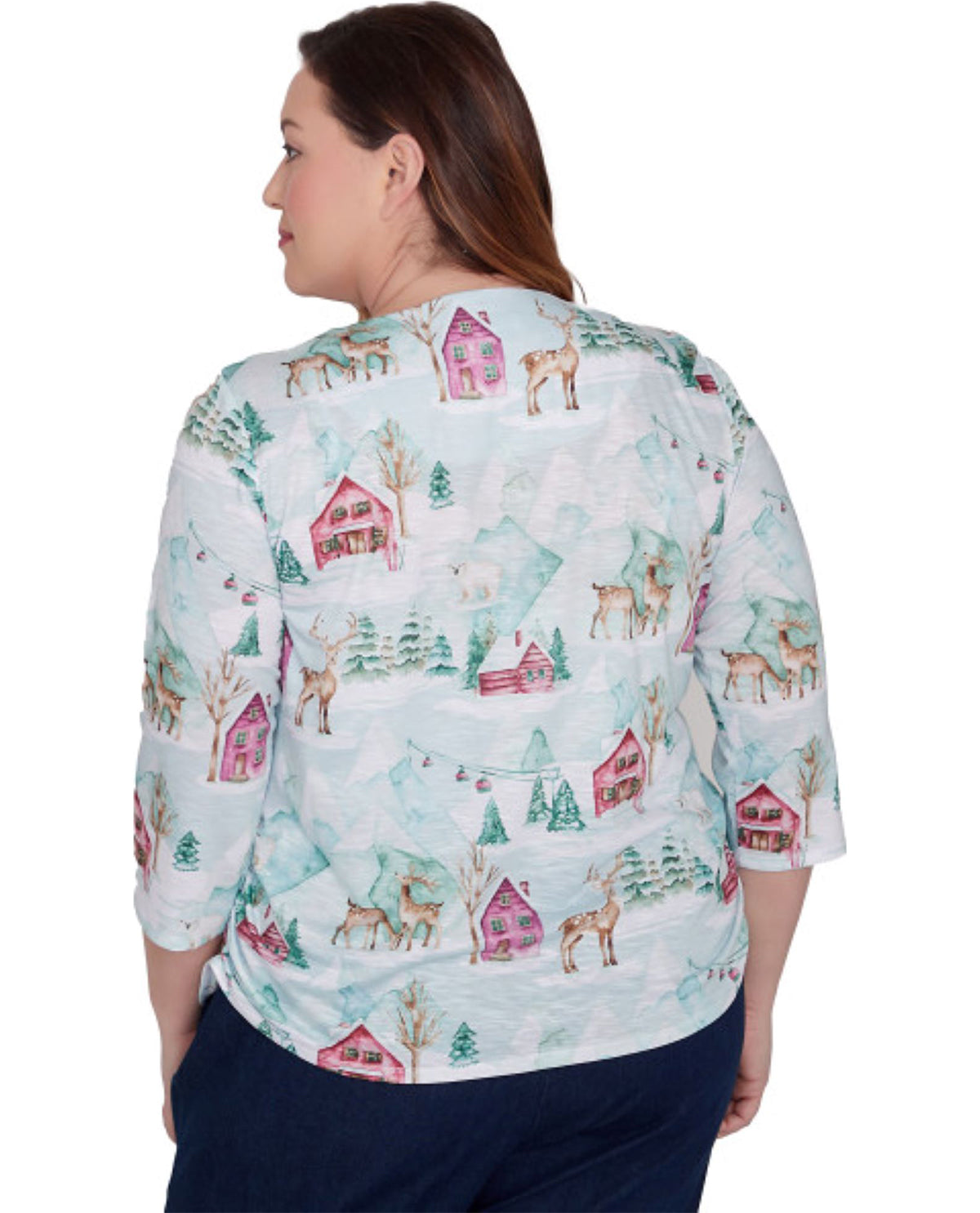 Alfred Dunner Women's Classics Christmas Barn Knit Top