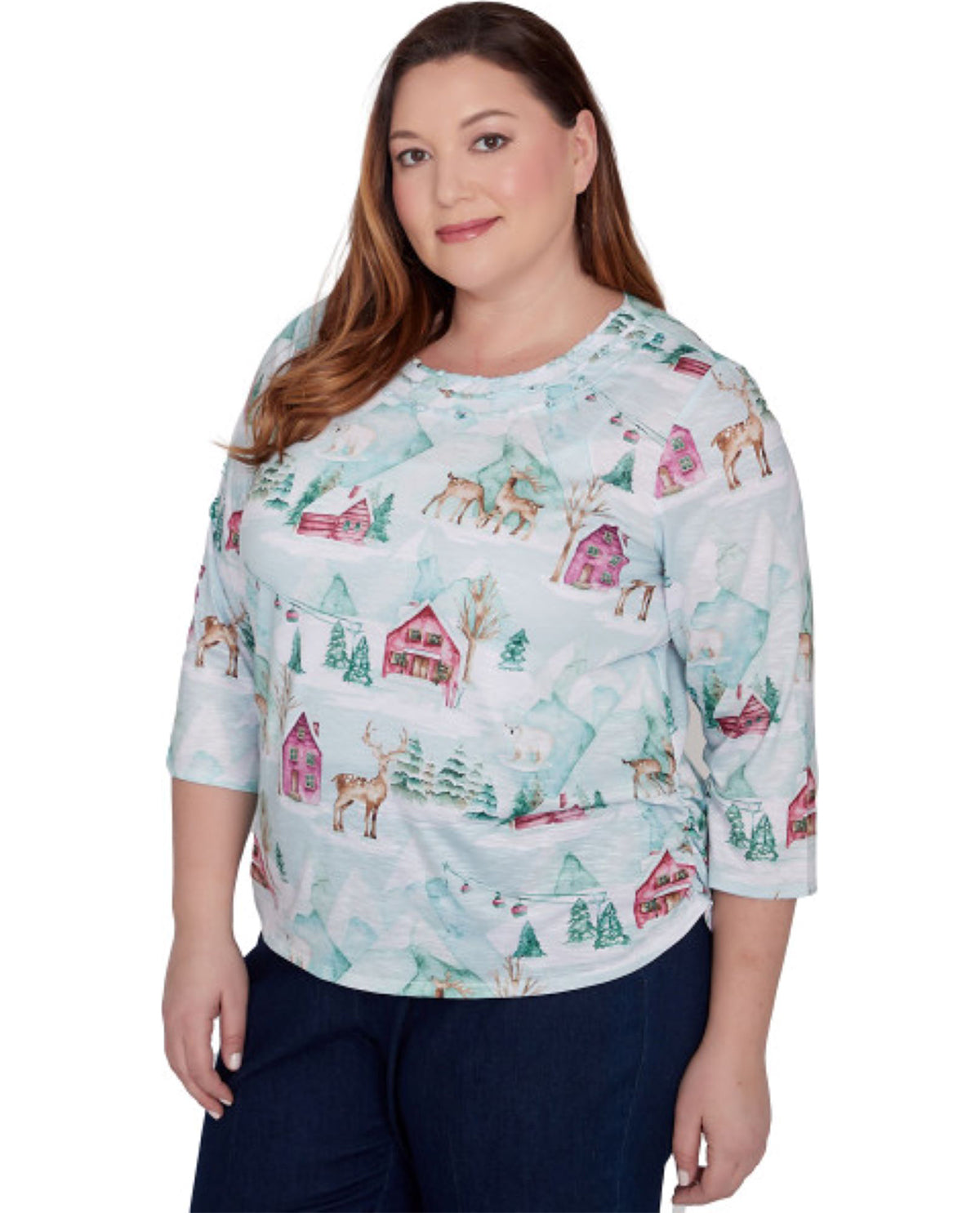 Alfred Dunner Women's Classics Christmas Barn Knit Top