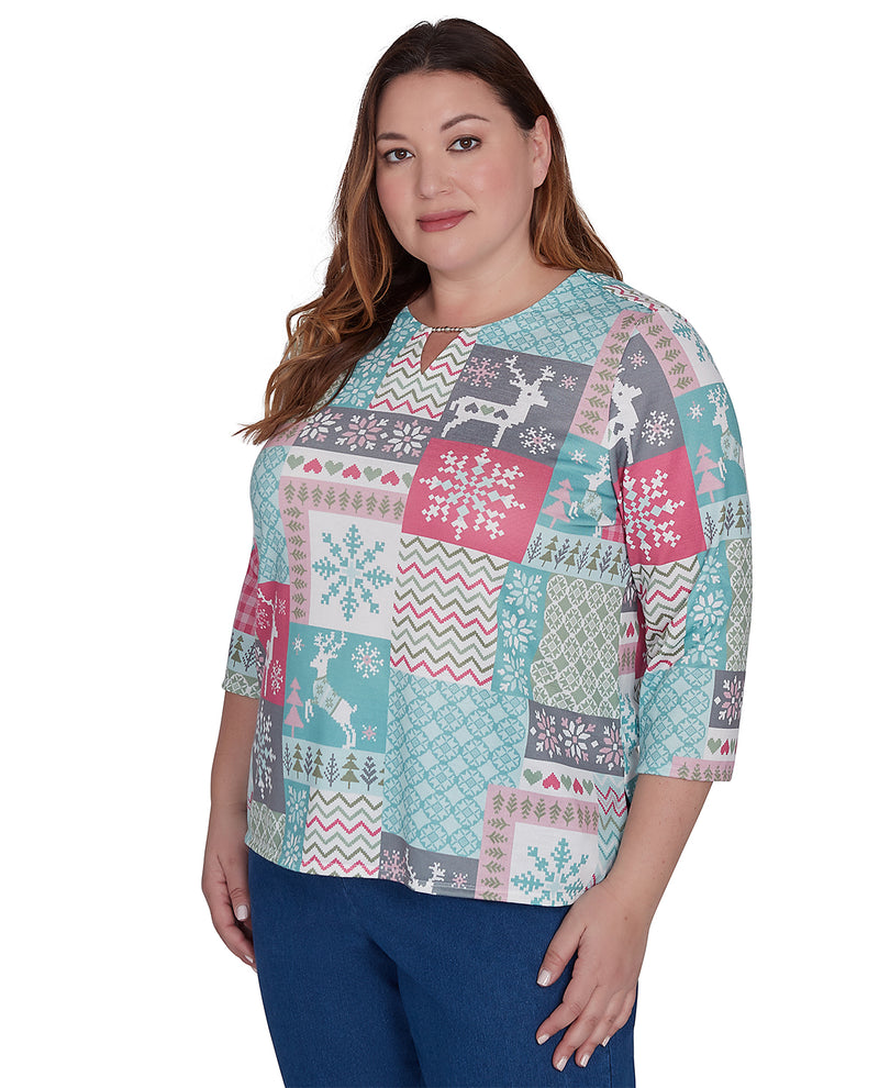 Alfred Dunner Women's Classic Vibrant Christmas Knit Top