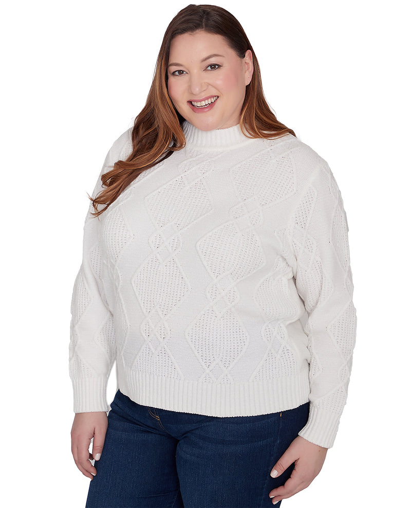 Alfred Dunner Women's Classic Ivory Sweater