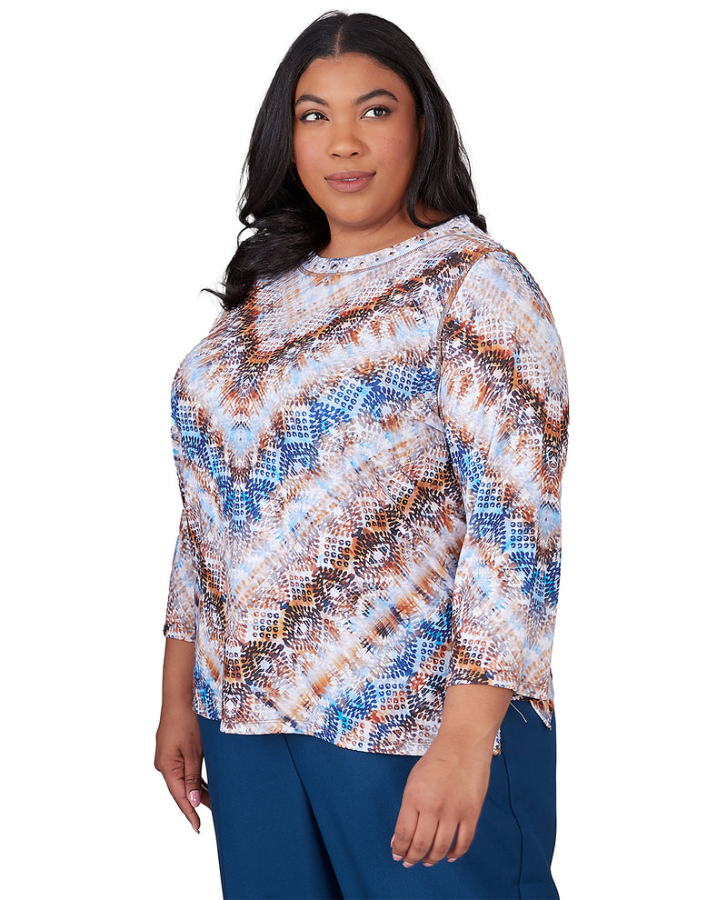 Alfred Dunner Women's Classic Abstract Chevron Knit Top