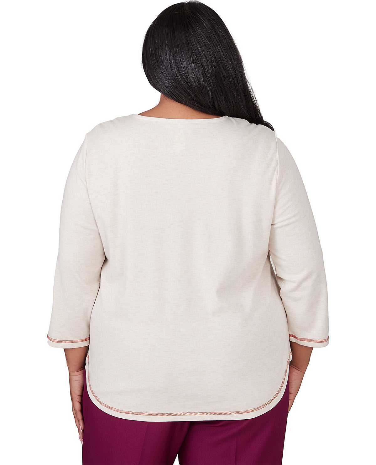 Alfred Dunner Plus Songbird Harvest Long Sleeve Knit Top