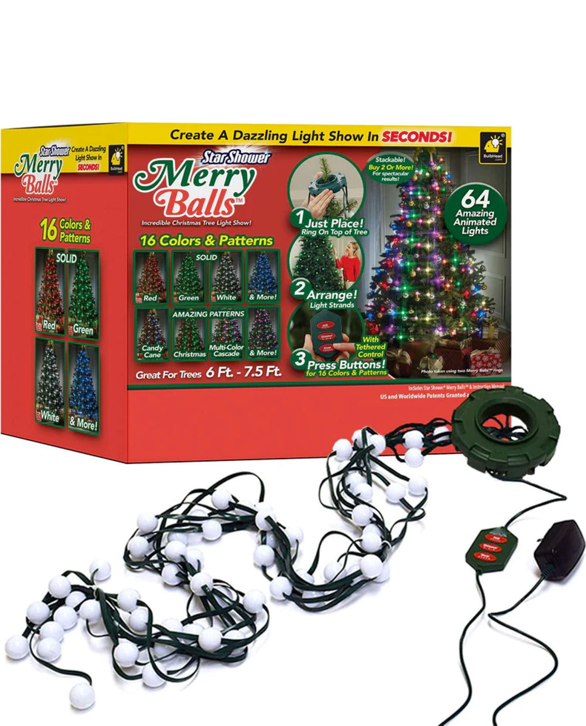 Star Shower Merry Balls Animated Christmas Tree Lights