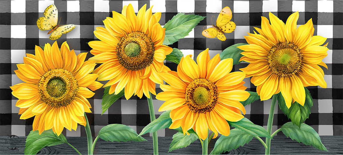Checkered Sunflowers Mini Mat