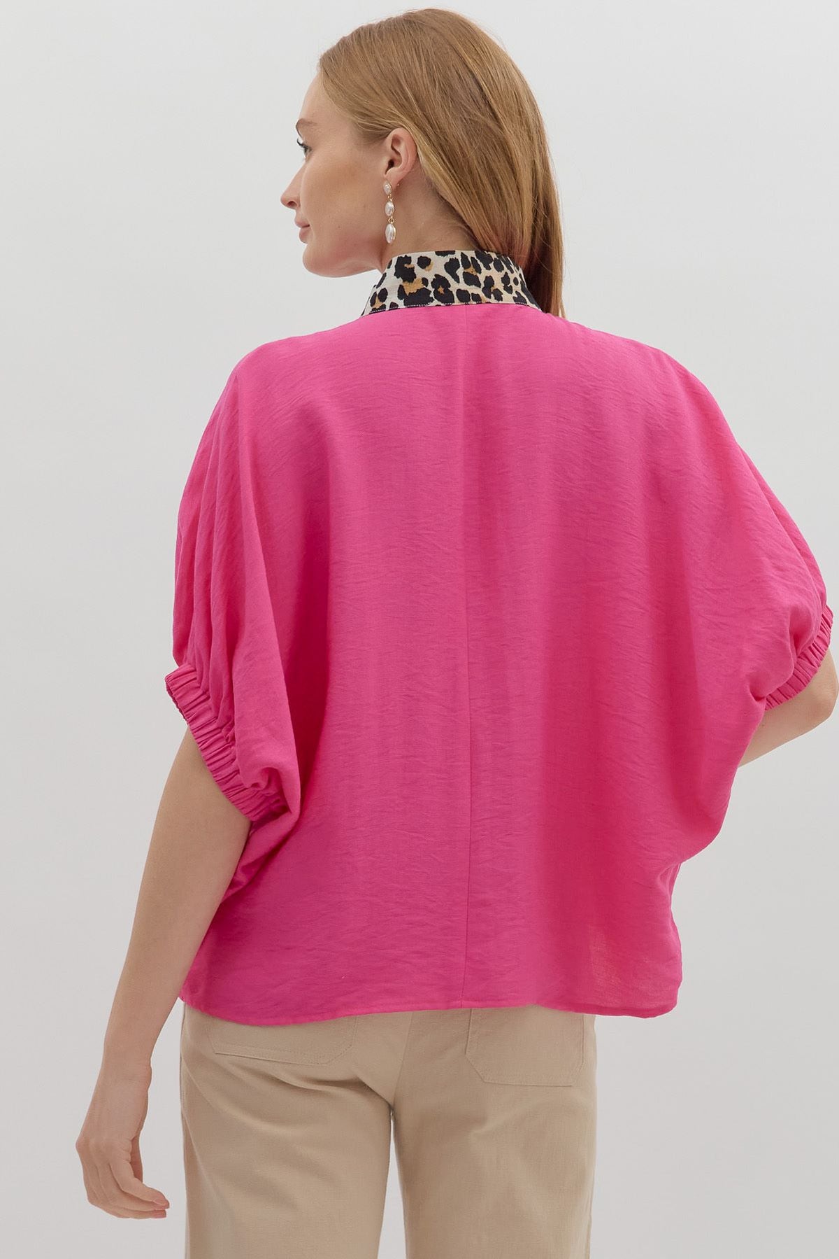 Animal Print Contrast Top