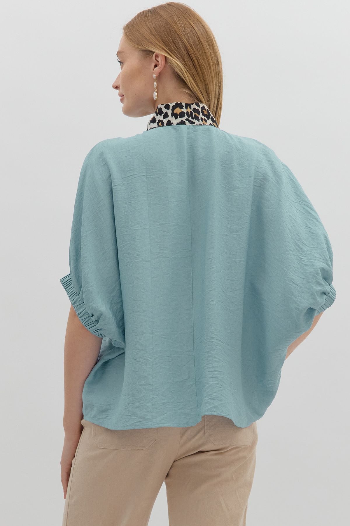Animal Print Contrast Top