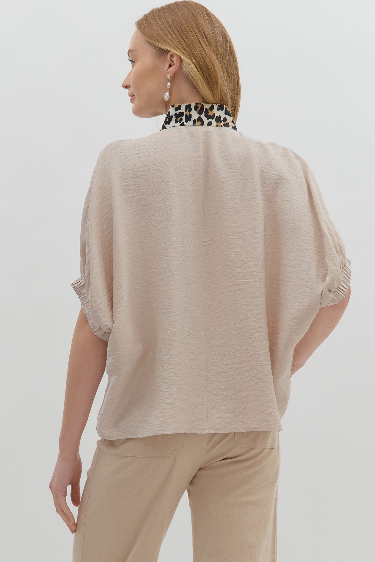 Animal Print Contrast Top