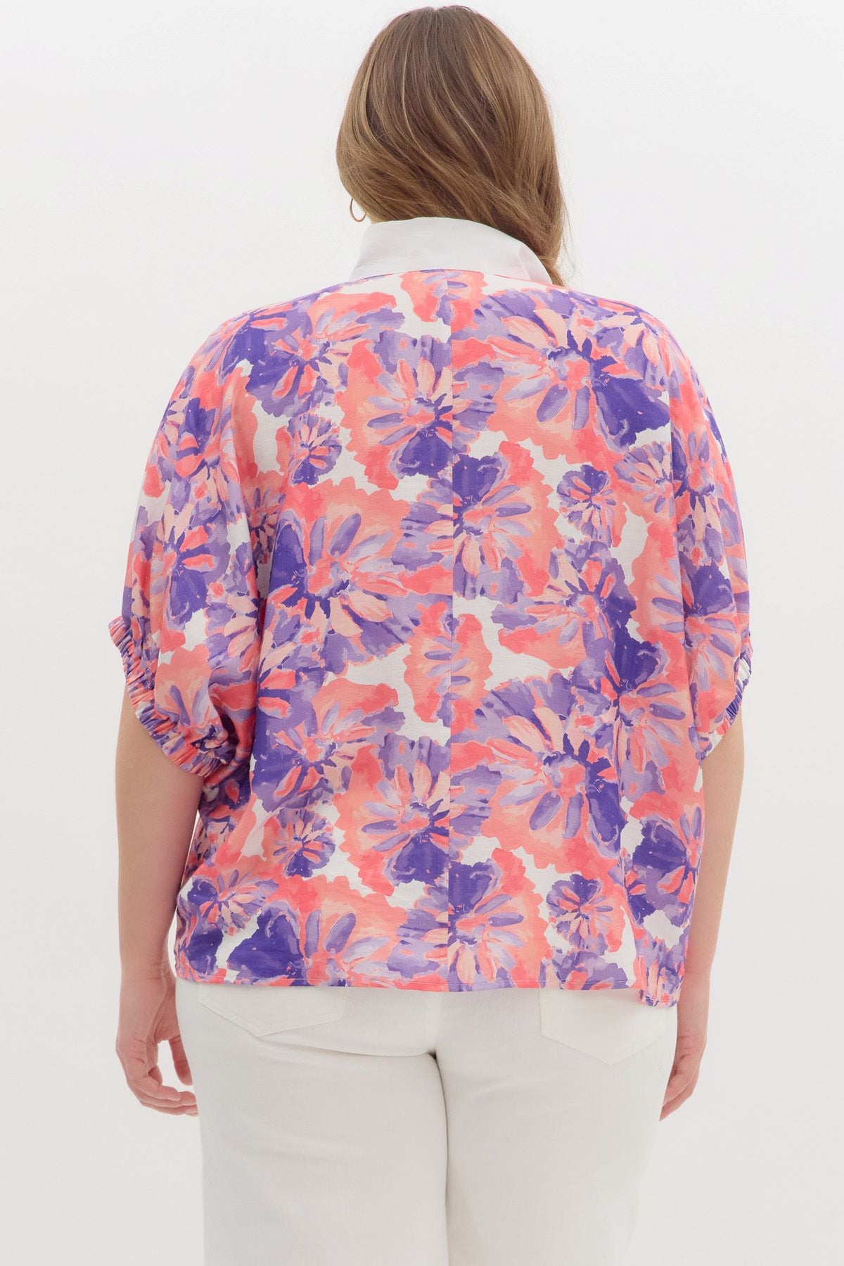 Plus Floral Print Short Sleeve Top
