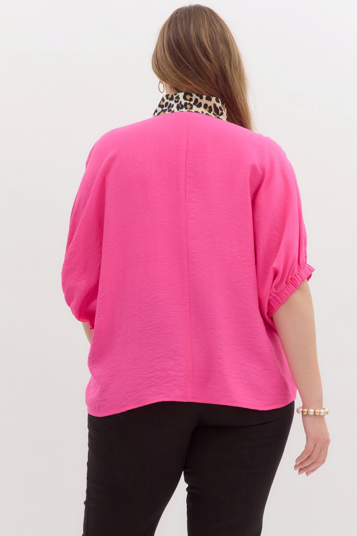 Plus Animal Print Contrast Top