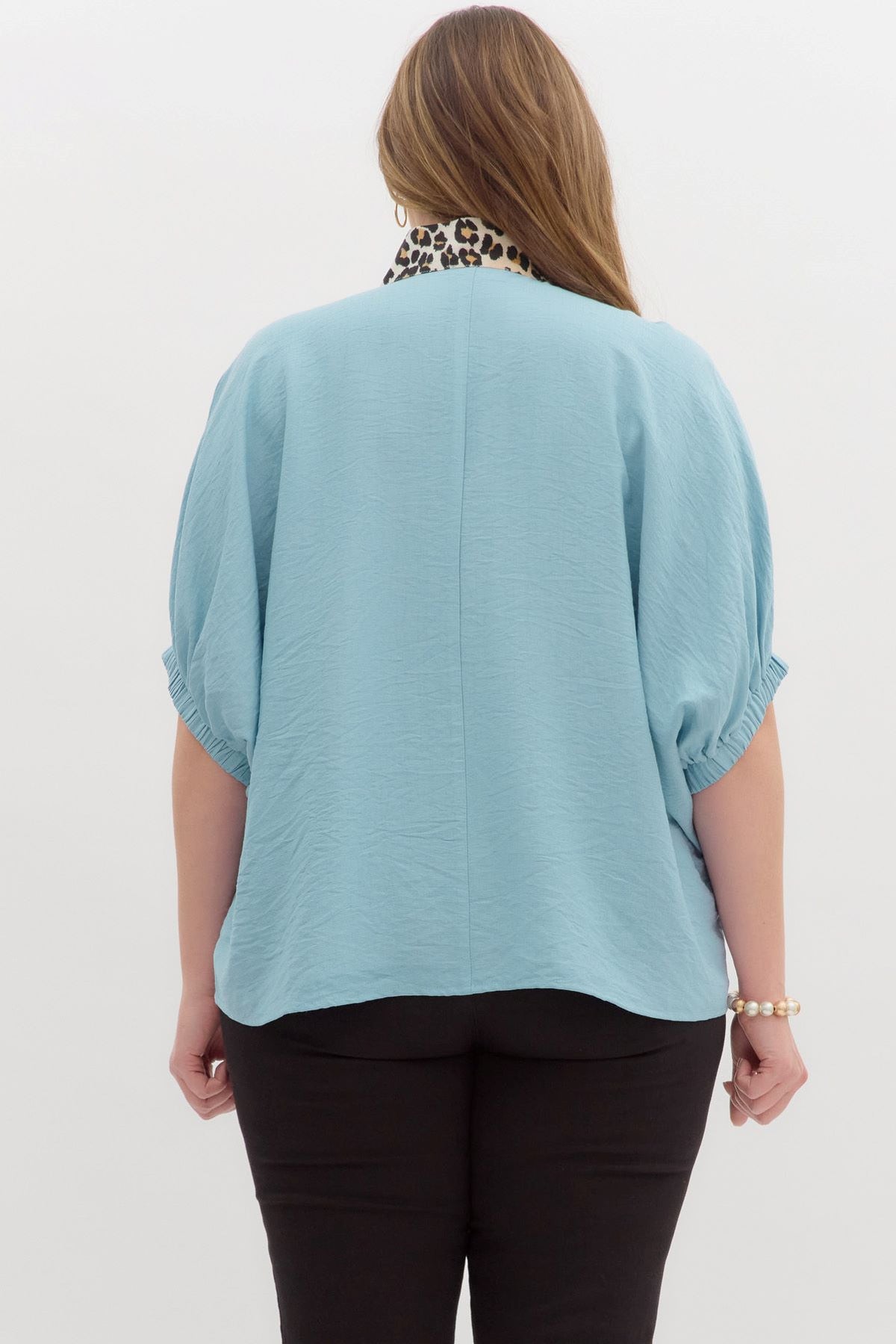 Plus Animal Print Contrast Top