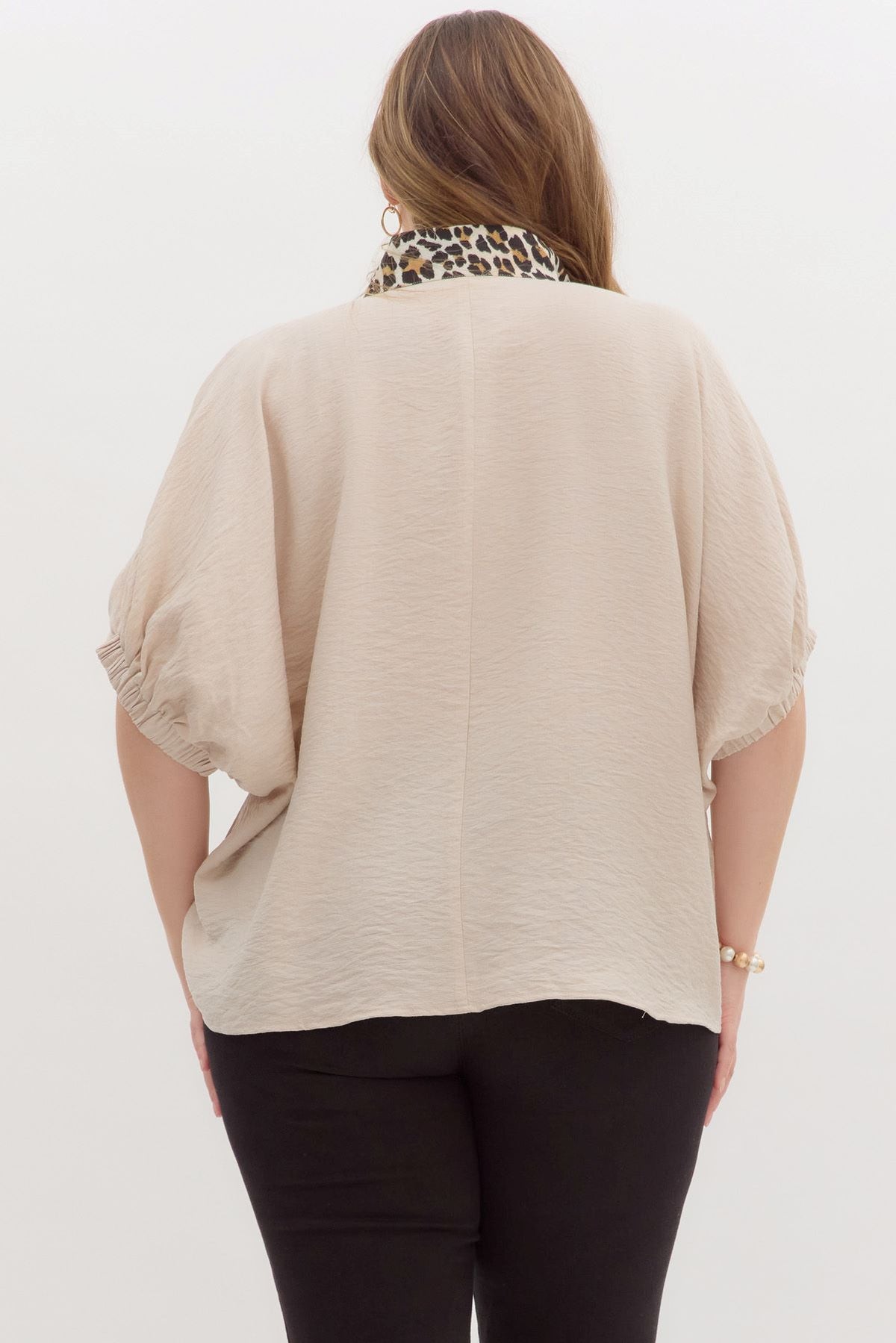 Plus Animal Print Contrast Top
