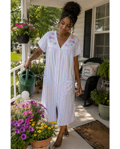 Elegant Emily Woven Seersucker Duster