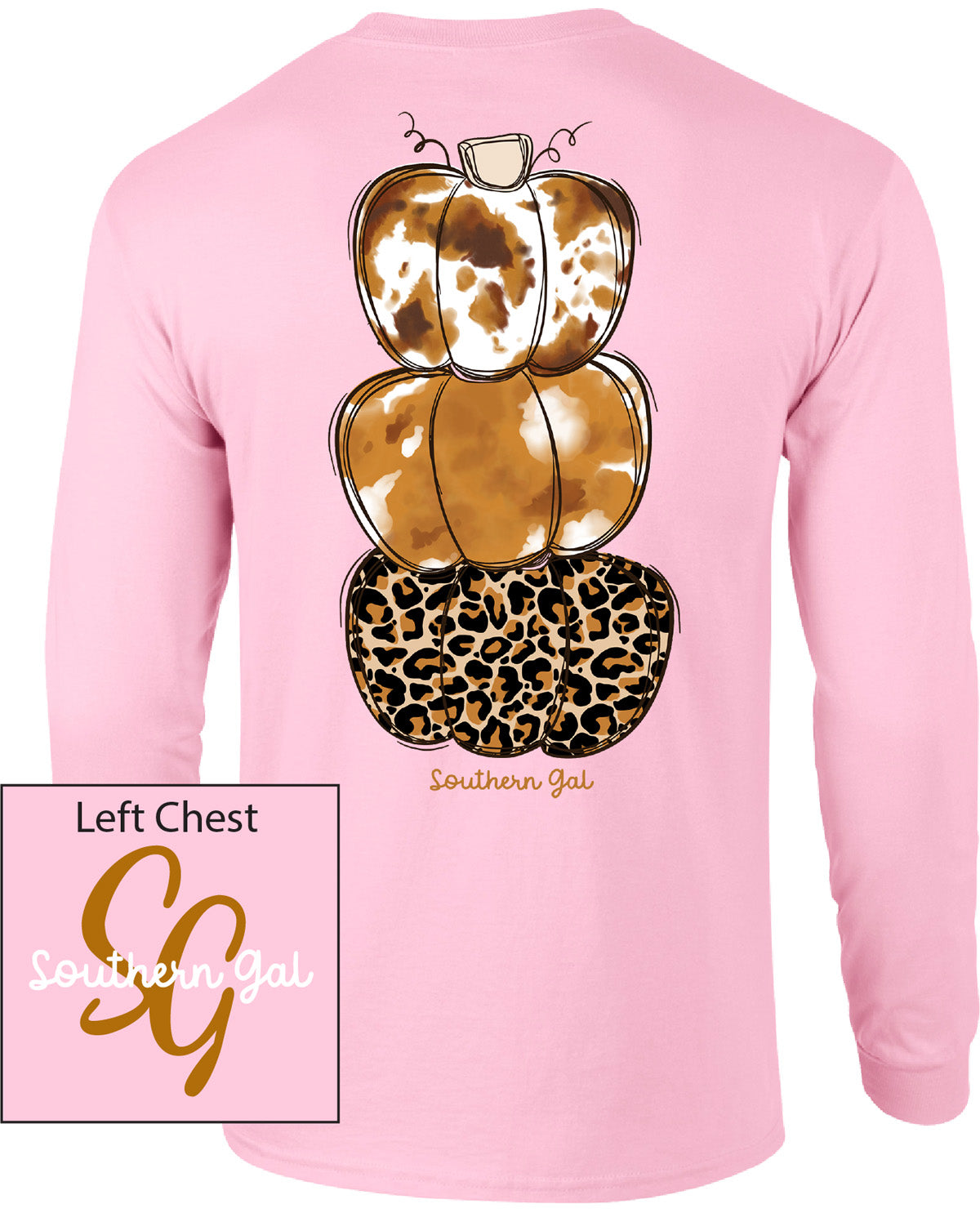 Southern Gal Stack Pumpkins Long Sleeve Screen Tee