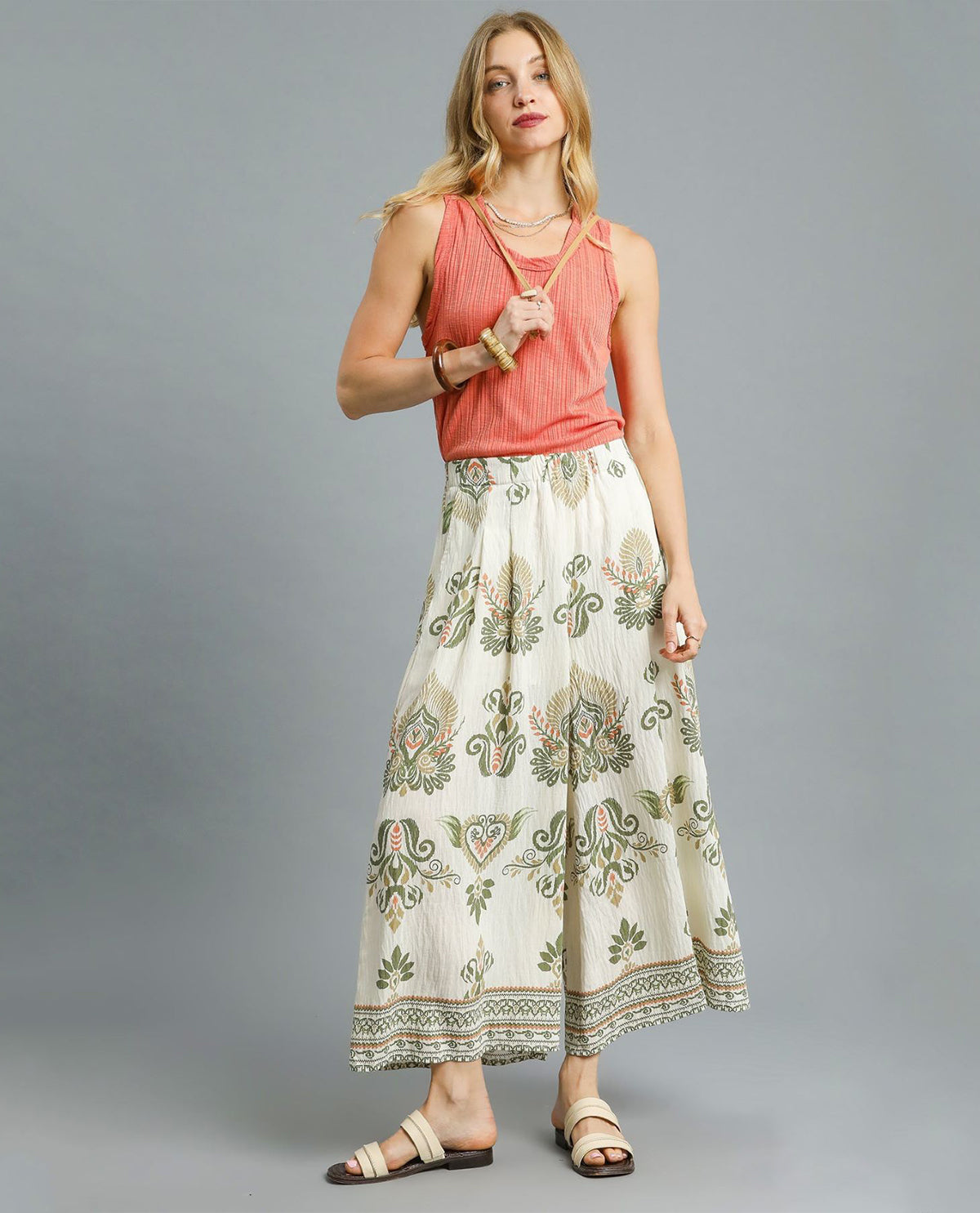 Boho Print Wide Leg Pant