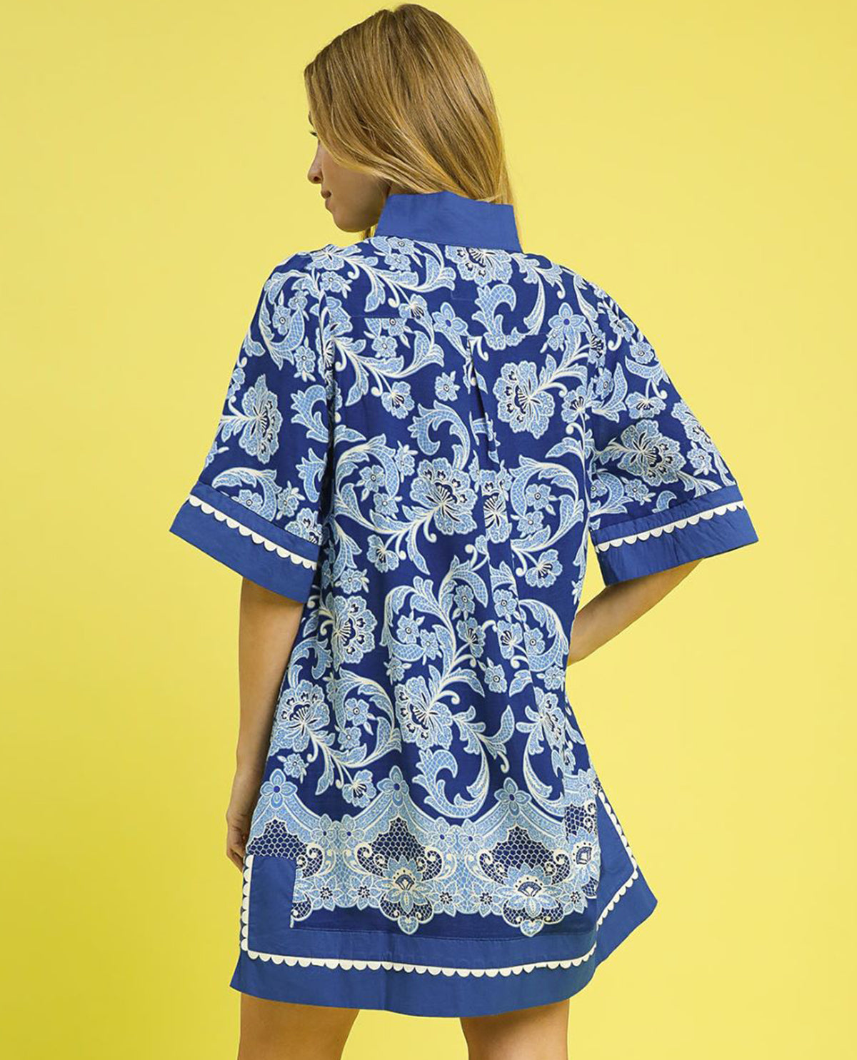 Floral Print Dress with High Collar