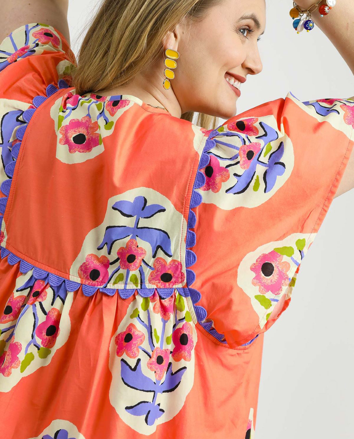 Plus Tiered Mini Floral Print Dress