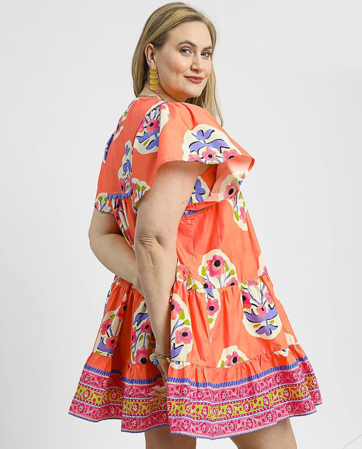 Plus Tiered Mini Floral Print Dress