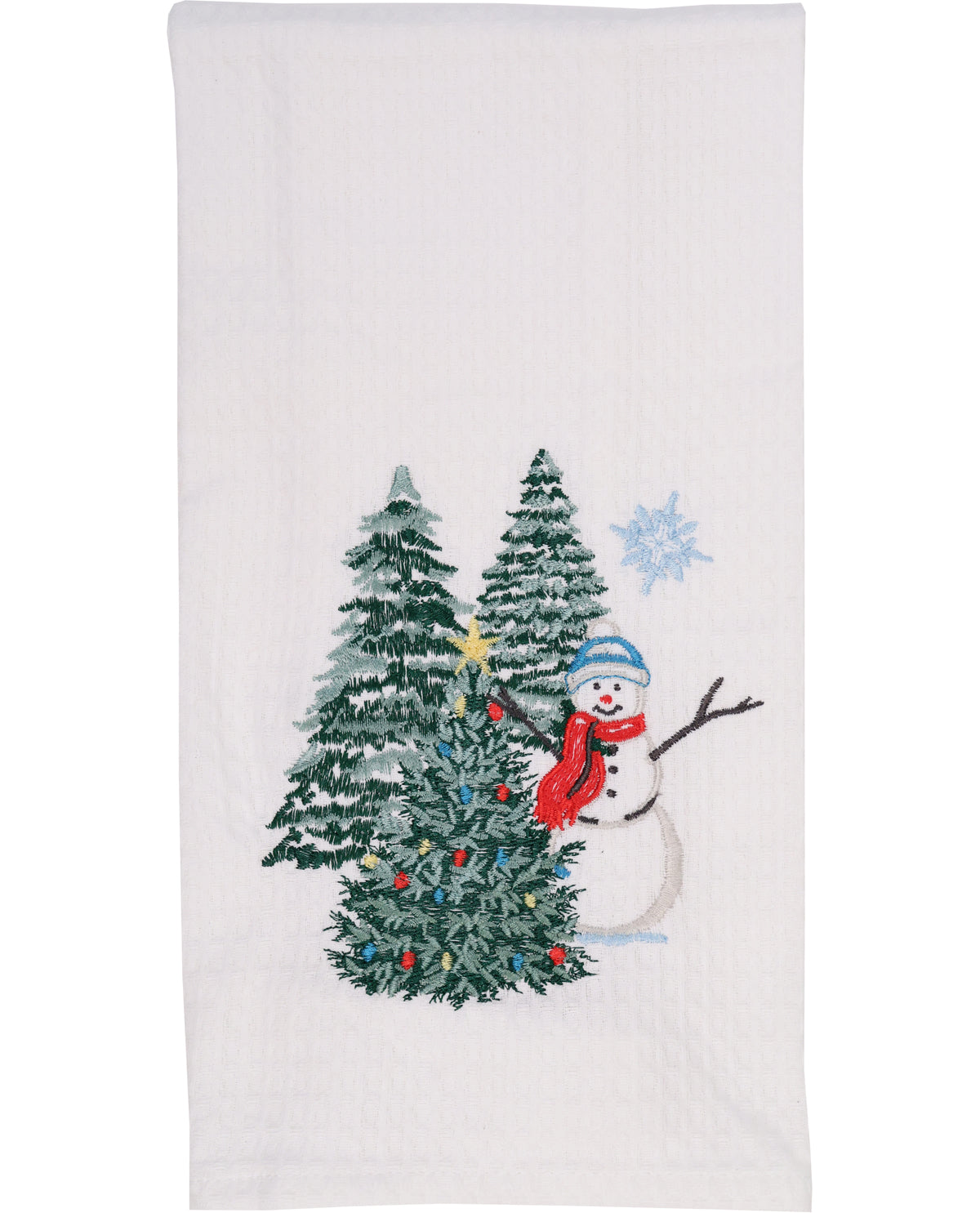 Snowman Embroidered Tea Towel