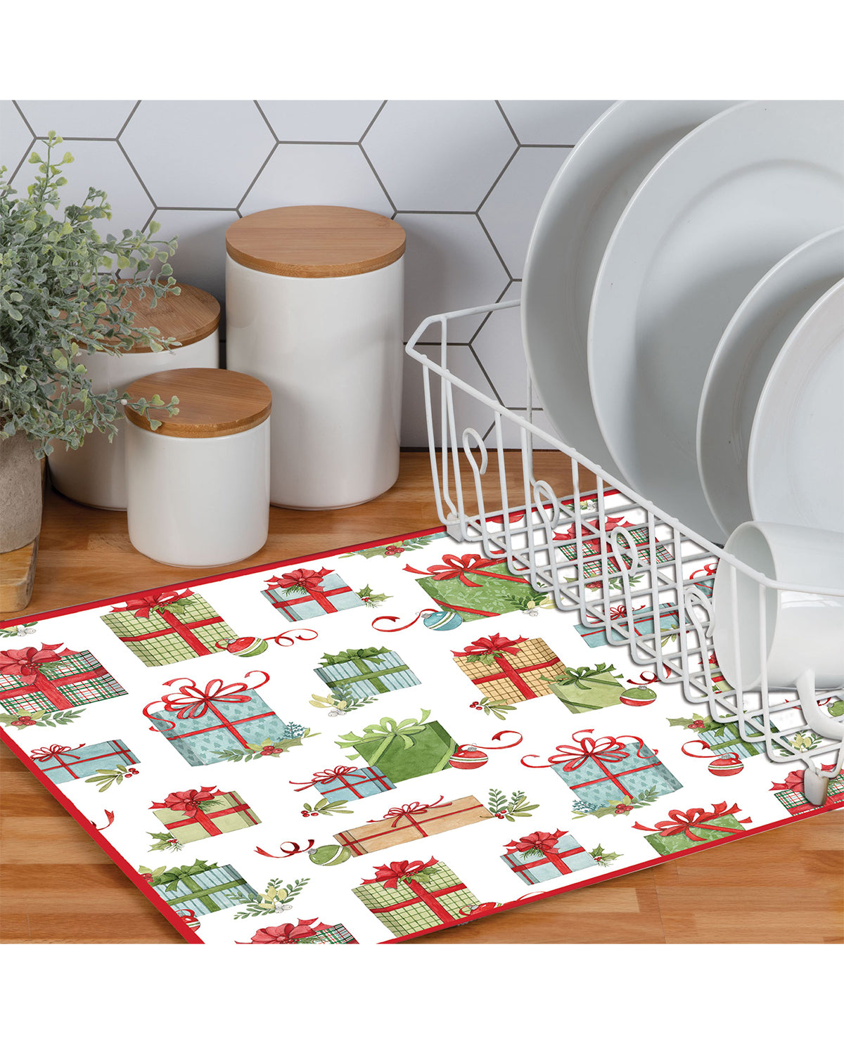 Christmas Morning Kitchen Drying Mat