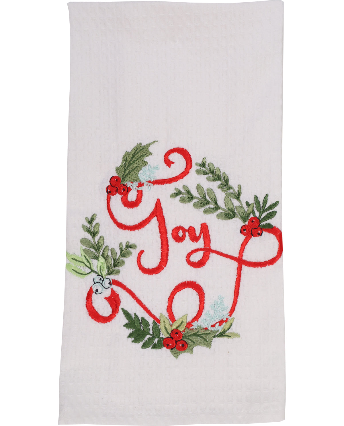 Christmas Morning Embroidered Waffle Kitchen Towel