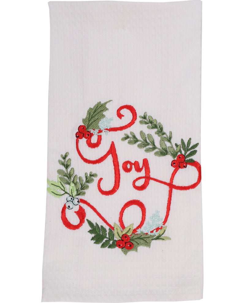 Christmas Morning Embroidered Waffle Kitchen Towel