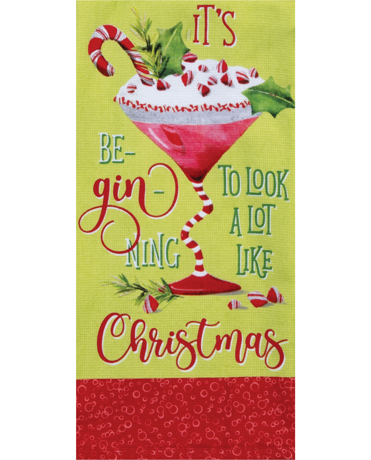 Holiday Cheers Candy Cane Drink Dishtowel