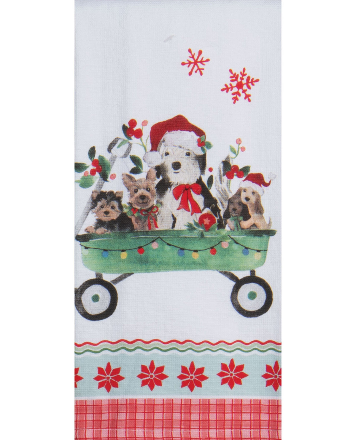 Santa Paws Wagon Pups Dual-Purpose Decorative Kitchen Towel