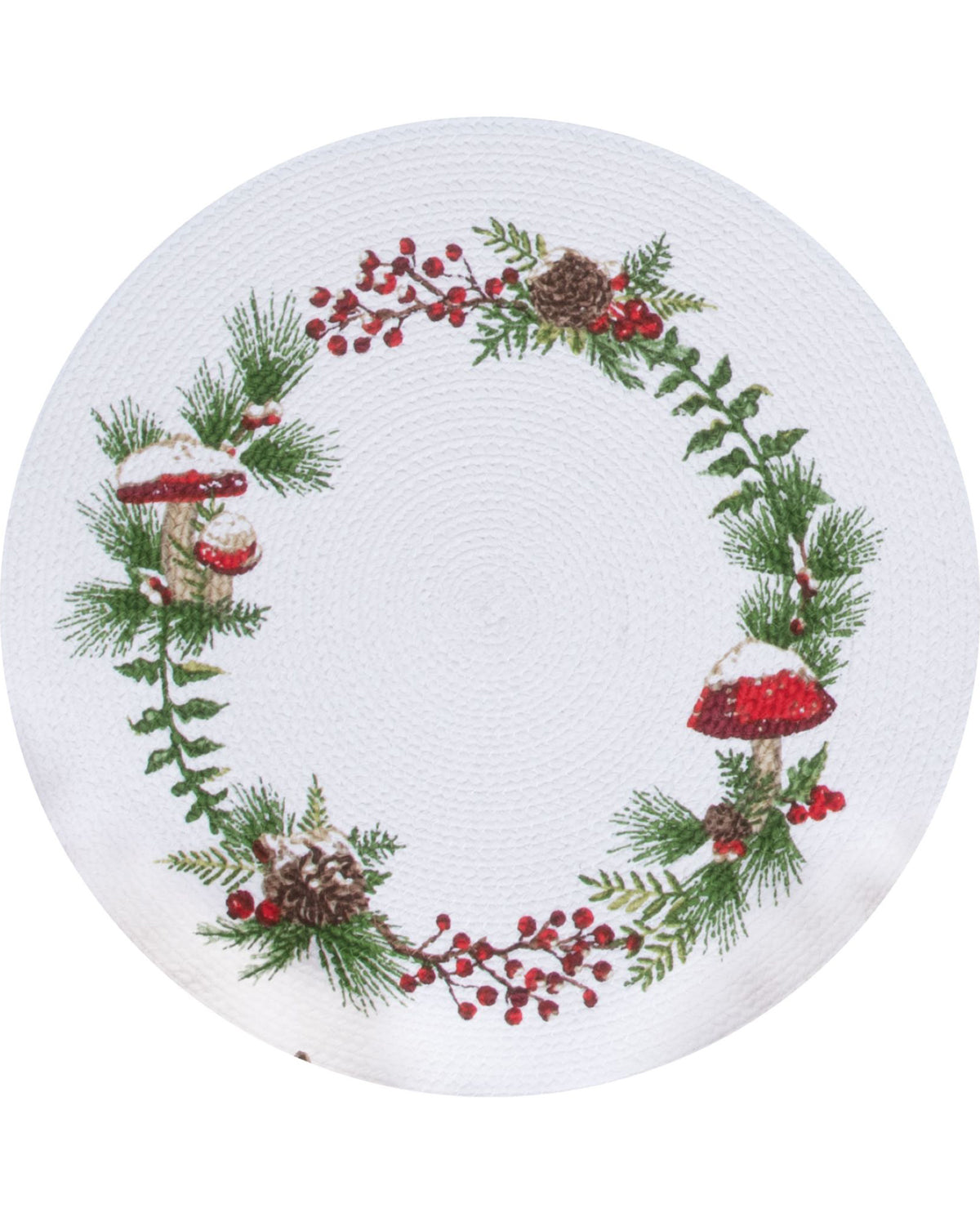 Snow Capped Winter Fungi Braided Placemat