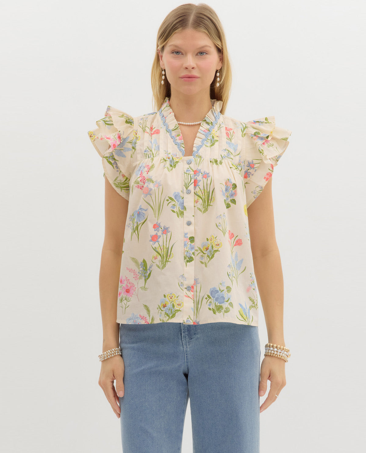 Entro Flutter Sleeve Print Top