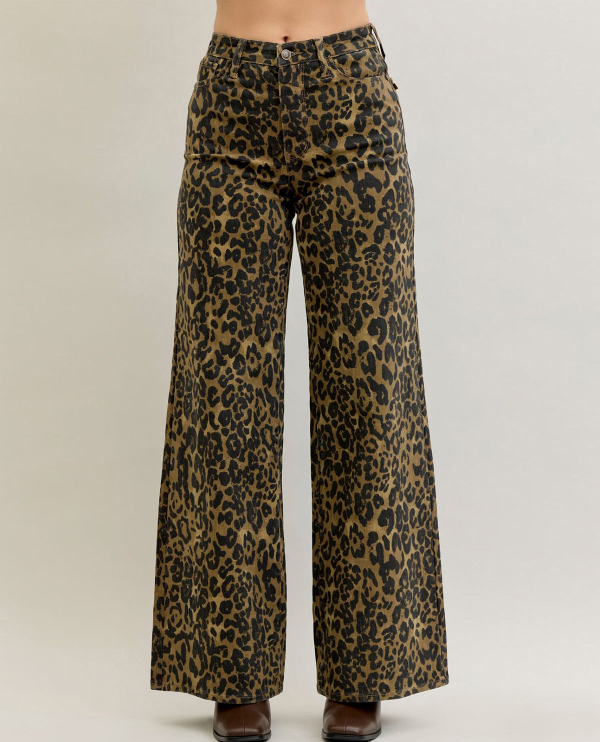 Judy Blue High Waist Retro Wide Leg Animal Print Pant