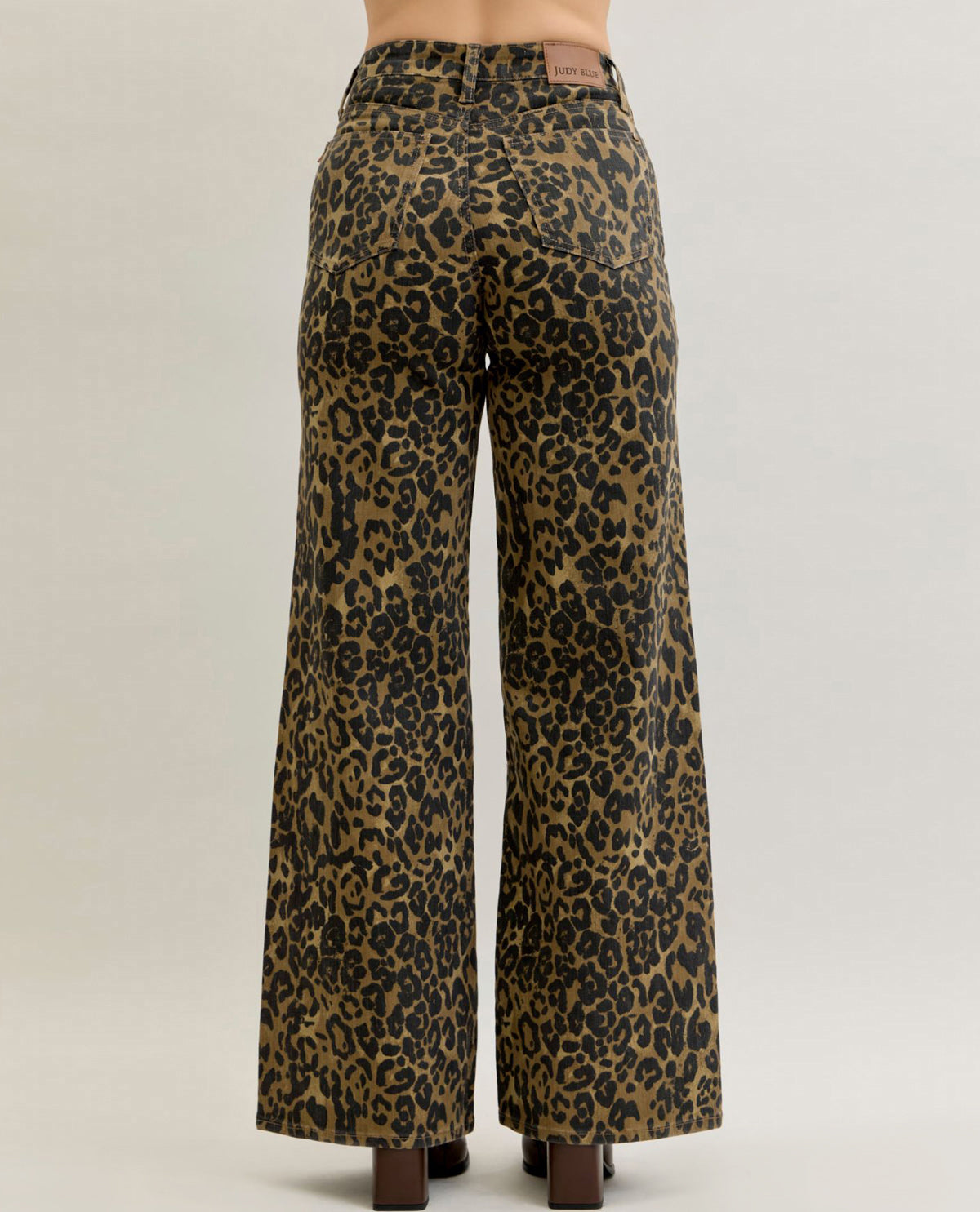 Judy Blue High Waist Retro Wide Leg Animal Print Pant