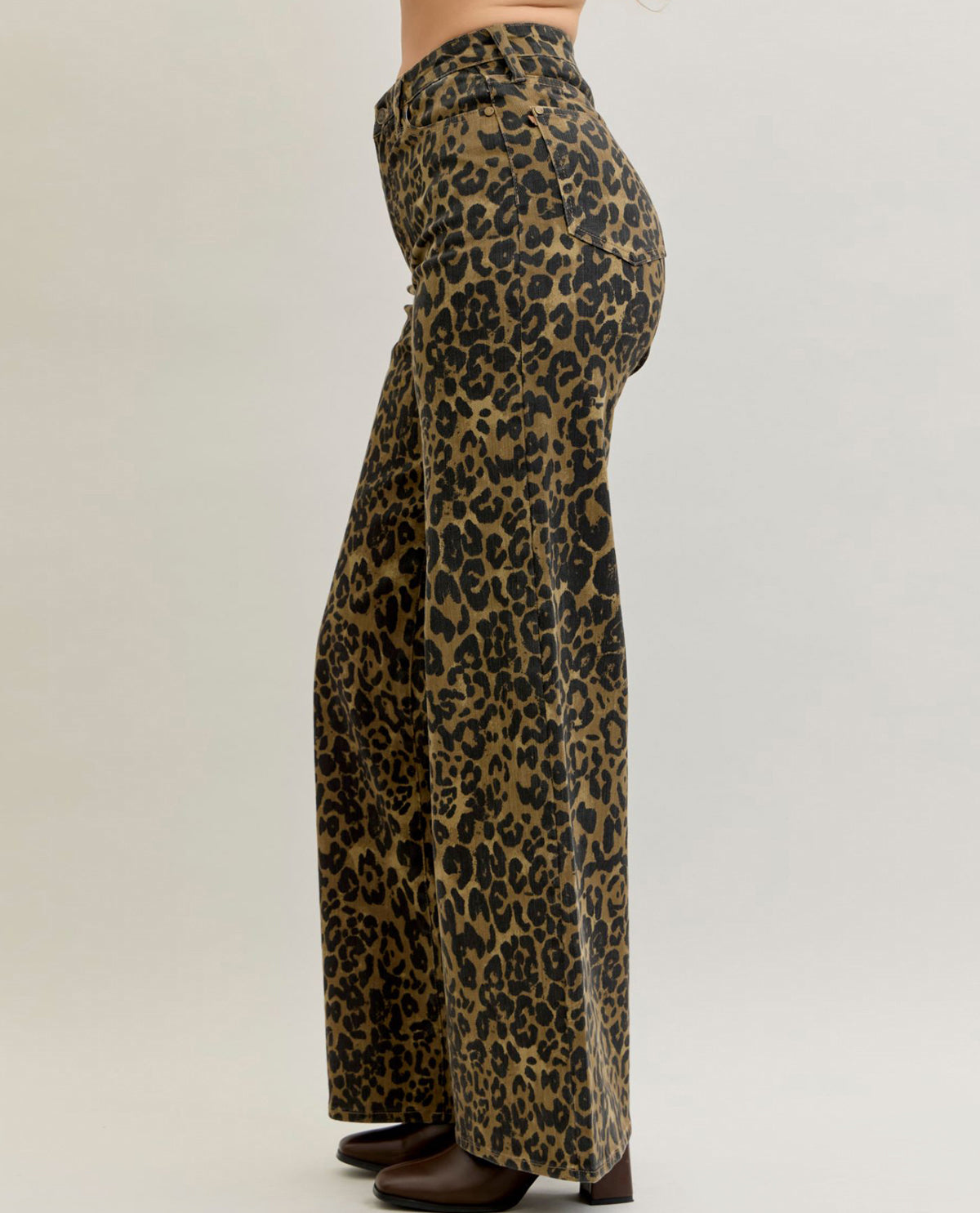 Judy Blue High Waist Retro Wide Leg Animal Print Pant