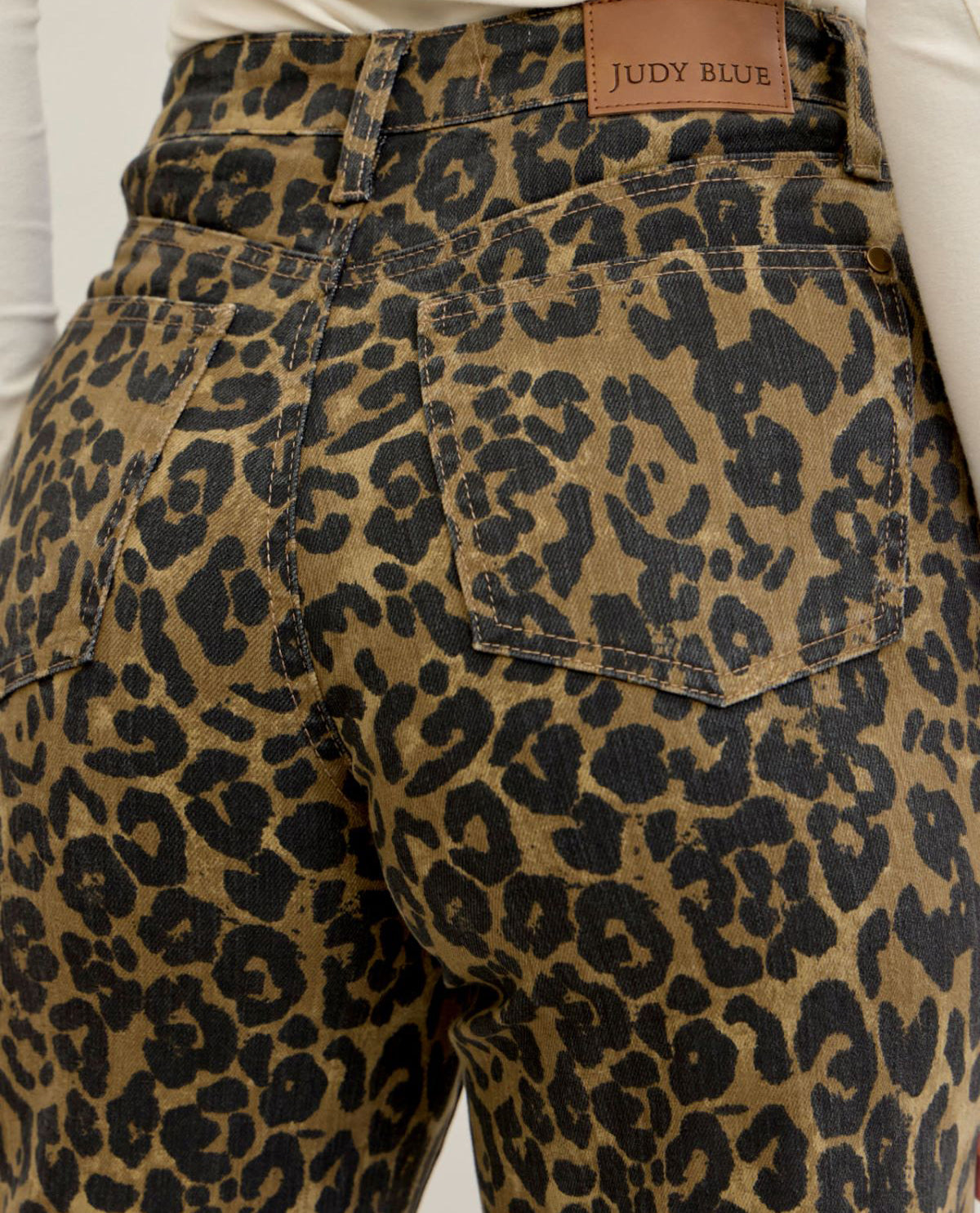 Judy Blue High Waist Retro Wide Leg Animal Print Pant