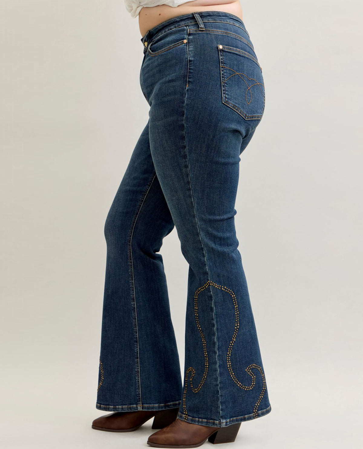 Judy Blue Plus High Waisted Flare Western Jeans