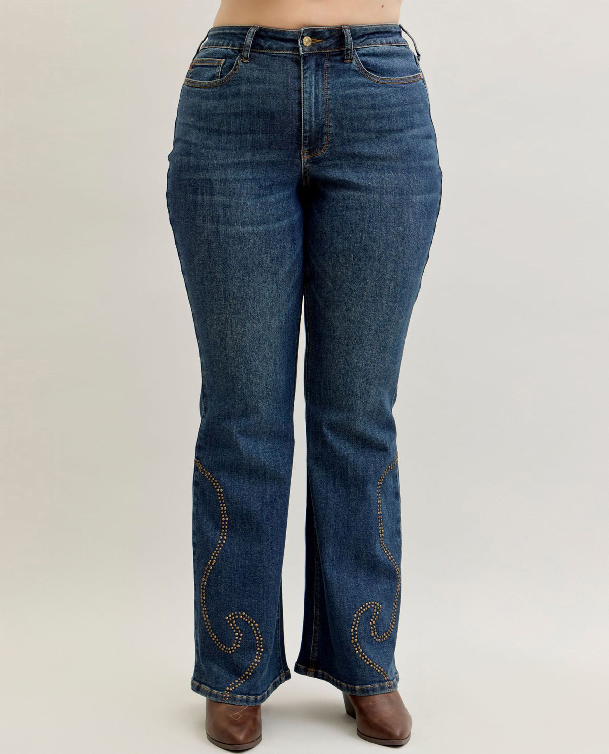 Judy Blue Plus High Waisted Flare Western Jeans