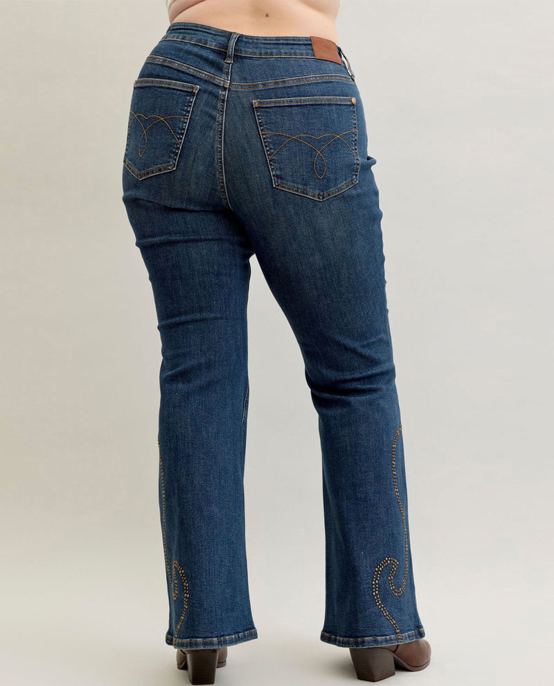 Judy Blue Plus High Waisted Flare Western Jeans