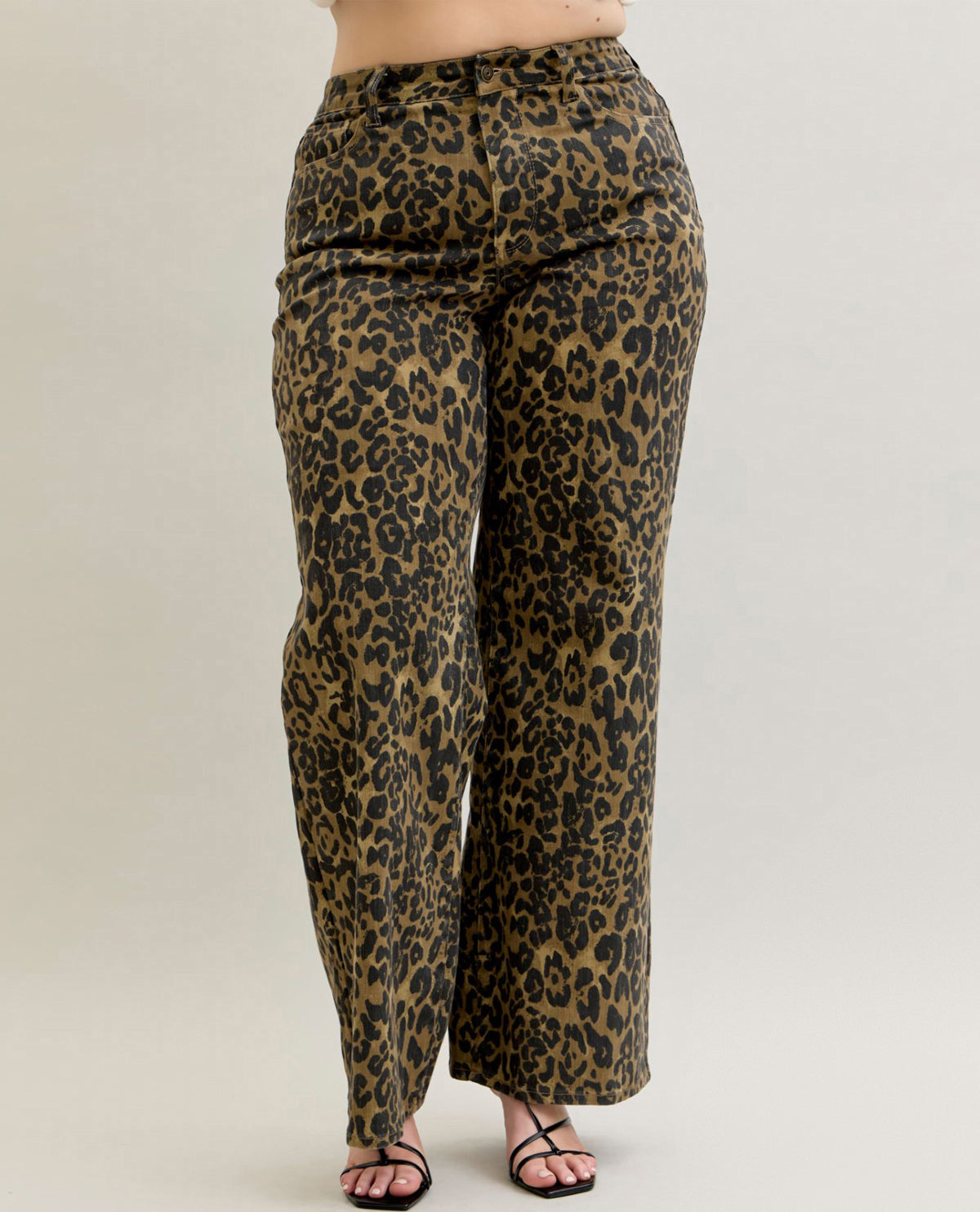 Plus High Waist Retro Animal Print Pants