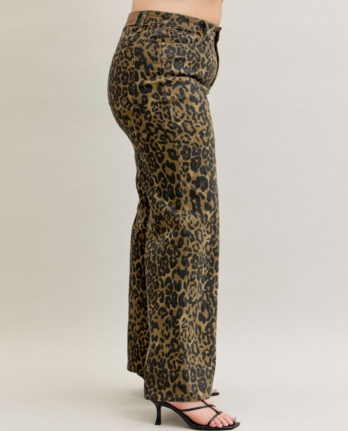 Plus High Waist Retro Animal Print Pants